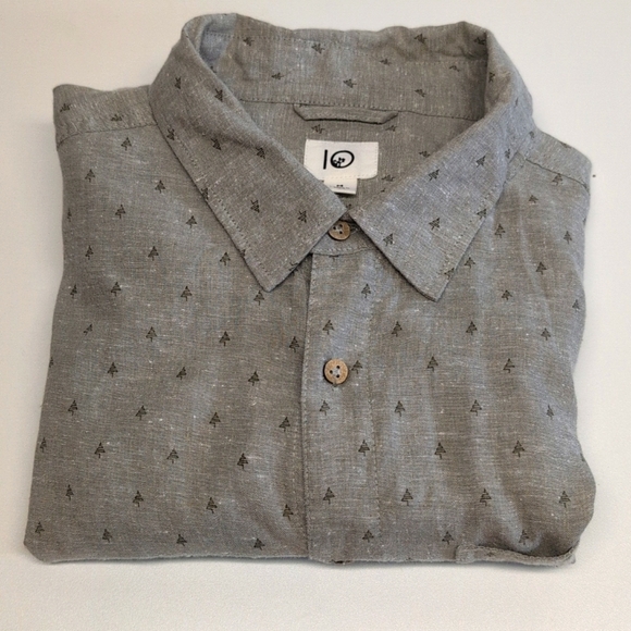 Tentree Men’s M Hemp Pinetree Long Sleeve Shirt Classic Button-Collar EUC - Picture 10 of 10